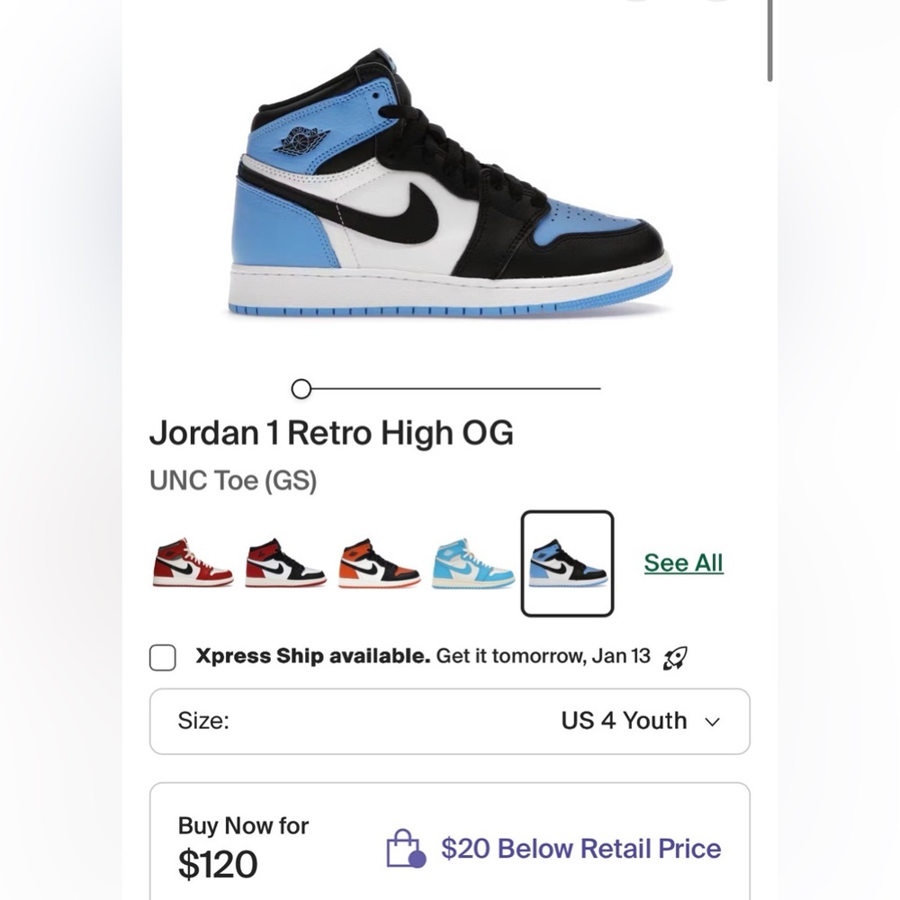 Jordan 1 Retro High OG in Blue and Black - Picture 2 of 5
